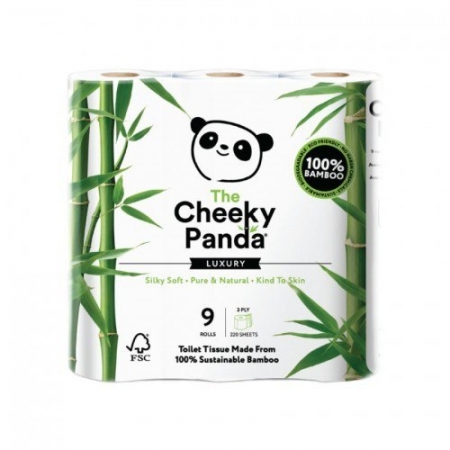 THE CHEEKY PANDA 100% Bambusowy Papier toaletowy trzywarstwowy - 9 rolek